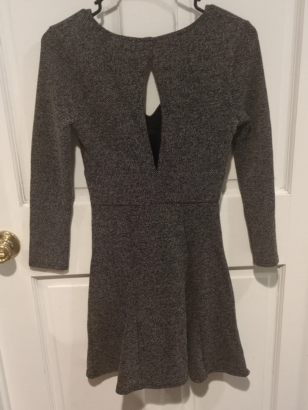 Free People Charcoal Speckle Long-Sleeve V-Neck Fit & Flare Dress